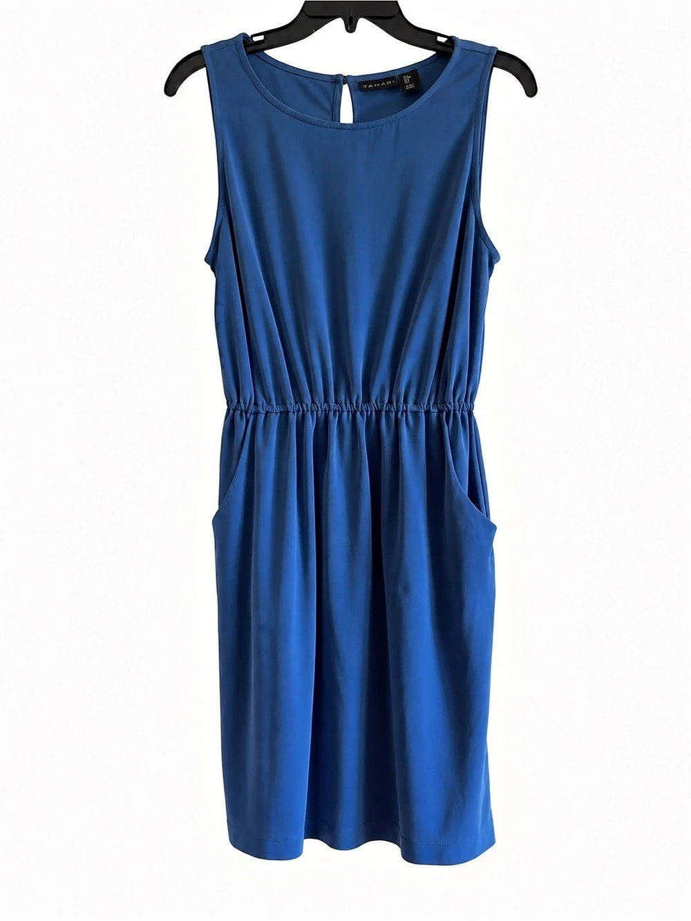 Tahari Sleeveless Midi Dress Blue Medium